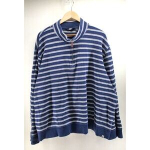 Lands End Men's Bedford‎ Striped Quarter 1/4 Zip Sweater Size 4XL Blue